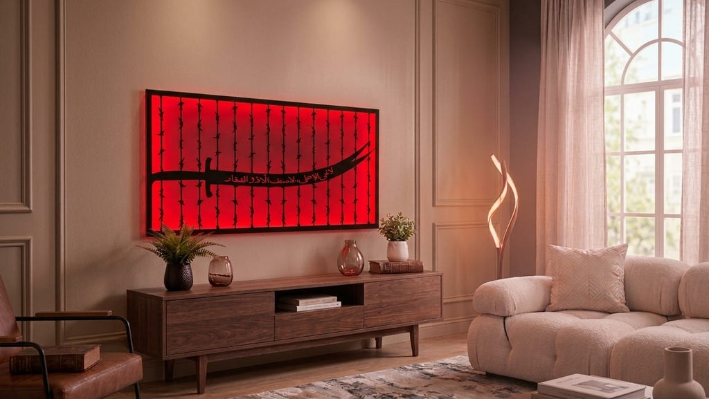 Zulfiqar Metal Wall Art with LED Backlight | Maula Ali Sword Decor